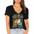 I Just Want To Read Books And Pet Cats Introvert Women's Jersey Short Sleeve Deep V-Neck Tshirt I Just Want To Read Books And Pet Cats Introvert Women's Jersey Short Sleeve Deep V-Neck Tshirt