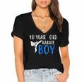 Karate Boy 10 Year Old Kids Shirt Graduation Women's Jersey Short Sleeve Deep V-Neck Tshirt