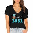 Kids Class Of 2031 Graduation Year T-Shirt Back To School Women's Jersey Short Sleeve Deep V-Neck Tshirt