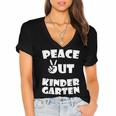 Kids Peace Out Kindergarten For Graduation Women's Jersey Short Sleeve Deep V-Neck Tshirt