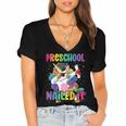 Kids Preschool Graduate Unicorn Nailed It Preschool Graduation Women's Jersey Short Sleeve Deep V-Neck Tshirt
