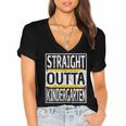 Kids Straight Outta Kindergarten Graduation Women's Jersey Short Sleeve Deep V-Neck Tshirt