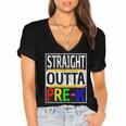 Kids Straight Outta Pre-K Graduation Women's Jersey Short Sleeve Deep V-Neck Tshirt