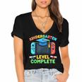Kindergarten Level Complete Graduation Class 2025 Gamer Boys Women's Jersey Short Sleeve Deep V-Neck Tshirt