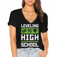 Leveling Up To High School Tee Shirt Gaming Graduation Women's Jersey Short Sleeve Deep V-Neck Tshirt