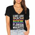 LGBTQ Quote Live Life Like A Banned Rainbow Book Women's Jersey Short Sleeve Deep V-Neck Tshirt LGBTQ Quote Live Life Like A Banned Rainbow Book Women's Jersey Short Sleeve Deep V-Neck Tshirt