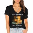 Life Is Better With Cats And Books Cute Cat Lover Women's Jersey Short Sleeve Deep V-Neck Tshirt Life Is Better With Cats And Books Cute Cat Lover Women's Jersey Short Sleeve Deep V-Neck Tshirt