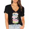 Life Of A Reader Book Lovers Book Nerds Bookworm Women's Jersey Short Sleeve Deep V-Neck Tshirt