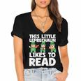 This Little Leprechaun Likes To Read St Patrick's Day Book Women's Jersey Short Sleeve Deep V-Neck Tshirt This Little Leprechaun Likes To Read St Patrick's Day Book Women's Jersey Short Sleeve Deep V-Neck Tshirt
