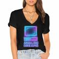 Lofi Reverie Analog Dreams Pixel 90s Desktop VHS Nostalgia Women's Jersey Short Sleeve Deep V-Neck Tshirt