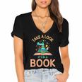 Take a Look It's In a Book Reading Teacher Book Lover Women's Jersey Short Sleeve Deep V-Neck Tshirt