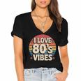 I Love 80’s Vibes Retro 80s Style Vintage Sunset Nostalgia Women's Jersey Short Sleeve Deep V-Neck Tshirt
