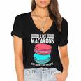 Macaroons Dessert Antisocial Introvert Pastries Food Lover Women's Jersey Short Sleeve Deep V-Neck Tshirt