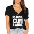 Magna Cum Laude Graduation Women's Jersey Short Sleeve Deep V-Neck Tshirt