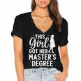 Masters Degree Art For Women Girls Masters Degree Graduation Women's Jersey Short Sleeve Deep V-Neck Tshirt