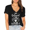 Masters Degree Graduation Art For Women Girl Masters Degree Women's Jersey Short Sleeve Deep V-Neck Tshirt