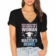 Masters Degree Graduation Art For Women Girls Masters Degree Women's Jersey Short Sleeve Deep V-Neck Tshirt