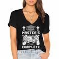 Master's Level Complete College Graduation Women's Jersey Short Sleeve Deep V-Neck Tshirt