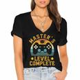 Master's Level Complete Vintage Video Gamer Graduation Women's Jersey Short Sleeve Deep V-Neck Tshirt