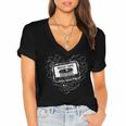 Mixed Tape Emotions Music Lover Nostalgia Quote Women's Jersey Short Sleeve Deep V-Neck Tshirt