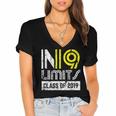 No Limits Class Of 2019 Graduation Vintage Women's Jersey Short Sleeve Deep V-Neck Tshirt