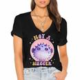 Not a Hugger Cute Pufferfish Autism Awareness Introverts Women's Jersey Short Sleeve Deep V-Neck Tshirt