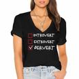 Not Introvert Not Extrovert Pervert Visual Joke Ambivert Women's Jersey Short Sleeve Deep V-Neck Tshirt