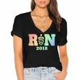 Nurse Graduation Shirt RN Est 2018 Rainbow Tshirt Women's Jersey Short Sleeve Deep V-Neck Tshirt