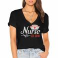 Nurse Nursing School Graduation Est 2018 Shirt Women's Jersey Short Sleeve Deep V-Neck Tshirt
