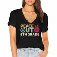 Peace Out 8th Grade Graduation Last Day Of School Women's Jersey Short Sleeve Deep V-Neck Tshirt