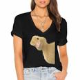 Peking Duck Peeking Chef Graduation Farm Duck Lover Women's Jersey Short Sleeve Deep V-Neck Tshirt