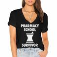 Pharmacy School Survivor PharmD Graduation T-Shirt Women's Jersey Short Sleeve Deep V-Neck Tshirt