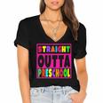 Pink STRAIGHT OUTTA Preschool PRE-K Graduation Women's Jersey Short Sleeve Deep V-Neck Tshirt