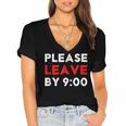 Please Leave By 9 Introvert Party Anti-Social Birthday Women's Jersey Short Sleeve Deep V-Neck Tshirt
