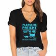 Please Be Patient With Me I'm From The 1900s Pixel Wagon Women's Jersey Short Sleeve Deep V-Neck Tshirt
