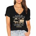 Please Be Patient I'm From The 1900s Retro Pixel Horse Wagon Women's Jersey Short Sleeve Deep V-Neck Tshirt