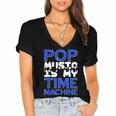 Pop Music Becomes a Time Machine Nostalgia Sound Quote Women's Jersey Short Sleeve Deep V-Neck Tshirt