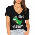 Preschool Graduation Preschooler Dinosaur Pre-K Dino Kids Women's Jersey Short Sleeve Deep V-Neck Tshirt