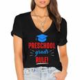 Preschooler Graduation Grad Cap Preschool Grads Rule Women's Jersey Short Sleeve Deep V-Neck Tshirt