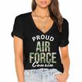 Proud Air Force Cousin Deployment Homecoming Graduation Women's Jersey Short Sleeve Deep V-Neck Tshirt