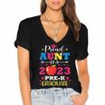 Proud Aunt Of 2023 Pre-K Graduate Senior Graduation Matching Women's Jersey Short Sleeve Deep V-Neck Tshirt