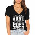 Proud Aunt Graduation Senior 23 Grad Class Of 2023 Women's Jersey Short Sleeve Deep V-Neck Tshirt