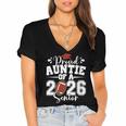Proud Auntie Of A 2026 Senior Football Graduation Family Women's Jersey Short Sleeve Deep V-Neck Tshirt