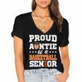 Proud Auntie Of a Basketball Senior 2026 Graduation Gifts Women's Jersey Short Sleeve Deep V-Neck Tshirt