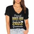 Proud Bonus Mom Of 2022 Graduate Class 2022 Graduation 22 Women's Jersey Short Sleeve Deep V-Neck Tshirt