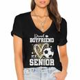 Proud Boyfriend Of A 2026 Senior Soccer Graduation Leopard Women's Jersey Short Sleeve Deep V-Neck Tshirt