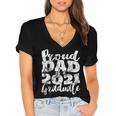 Proud Dad Of a 2021 Graduate Father Senior 21 Graduation Women's Jersey Short Sleeve Deep V-Neck Tshirt