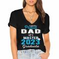 Proud Dad Of 2023 Class Master Graduate Family Graduation Women's Jersey Short Sleeve Deep V-Neck Tshirt