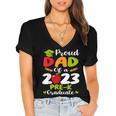Proud Dad Of 2023 Pre K Graduate Graduation Women's Jersey Short Sleeve Deep V-Neck Tshirt