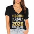 Proud Dad Of A 2026 Graduate Shirt Class Of 2026 Graduation Women's Jersey Short Sleeve Deep V-Neck Tshirt